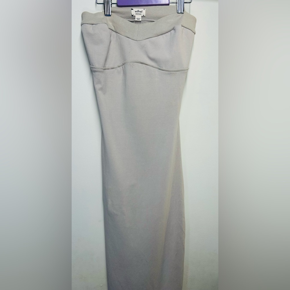 Wilfred Light Grey Ribbed-Cotton dress | Size M